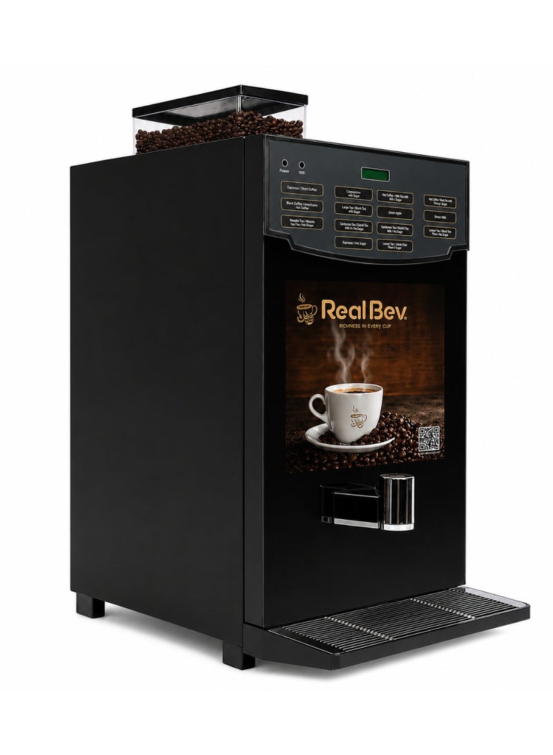 ريالبيف ماكينة قهوة RealBev بـ 12 خيارًا لحبوب البن | ماكينة قهوة أوتوماتيكية من الحبوب إلى الكوب | ماكينة إسبريسو وكابتشينو تجارية للاستخدام في المكاتب والمقاهي والمطاعم - Image 1
