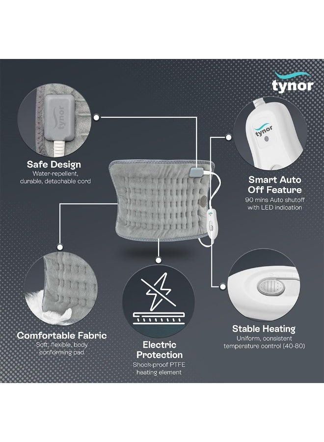 تاينور وسادة التدفئة من Tynor، لتسكين الآلام وتوفير الراحة | إعدادات درجة حرارة قابلة للتعديل (رمادي، مقاس XL، قطعة واحدة) - Image 4