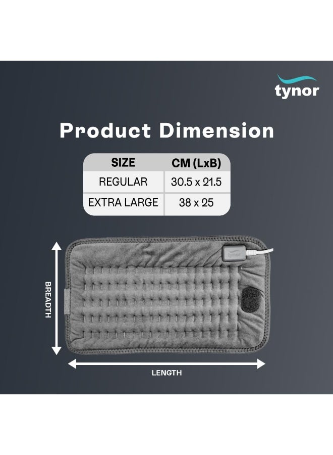 تاينور وسادة التدفئة من Tynor، لتسكين الآلام وتوفير الراحة | إعدادات درجة حرارة قابلة للتعديل (رمادي، مقاس XL، قطعة واحدة) - Image 2