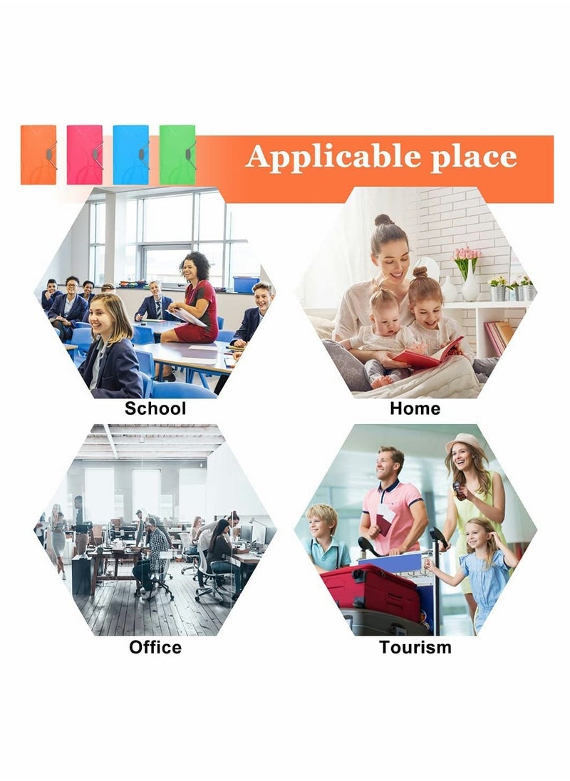 Excefore - Expanding File Organisers A6 Size Accordion Folder 13 Pockets Filing Boxes Document Organiser Plastic Wallets Receipt Organiser for Filing Folders and Storage Files, 4 Colours - Image 1