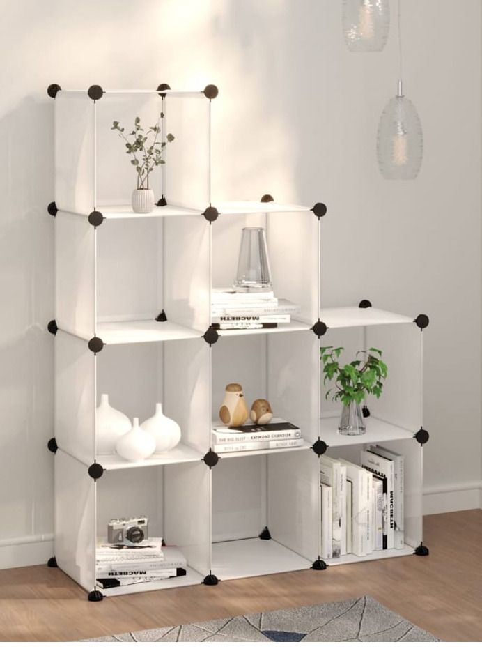 9-Cube DIY Shoe Rack, Storage Drawer Unit Multi Use Modular Organizer Plastic Cabinet - Image 3