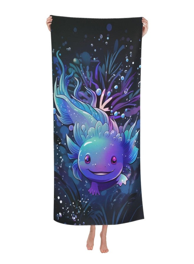 VODRM Colorful Axolotl Beach Towel, 32x52in Microfiber Quick Dry Vibrant Coral Bubble Dark Bath Towels, Soft Lightweight Oversized Sand Free, for Travel Pool Swimming Gym Decor, Gifts - Image 1