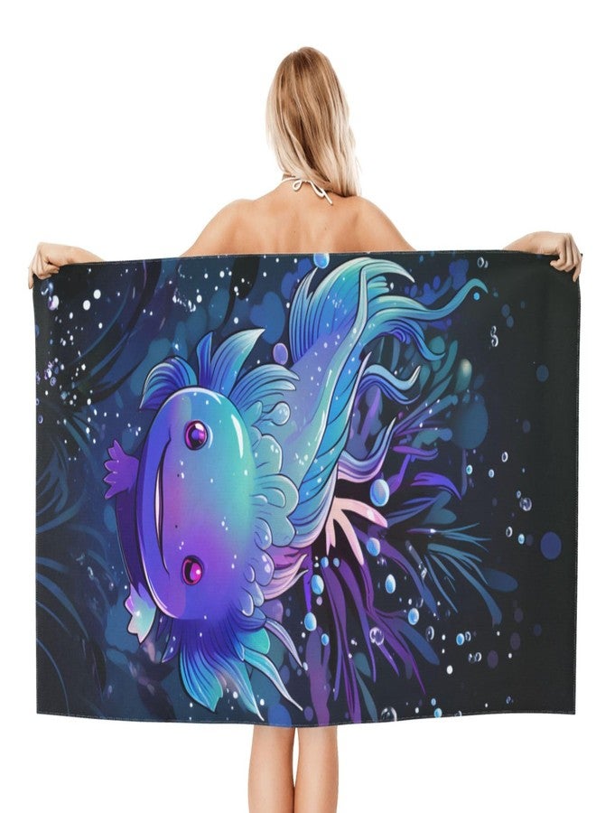 VODRM Colorful Axolotl Beach Towel, 32x52in Microfiber Quick Dry Vibrant Coral Bubble Dark Bath Towels, Soft Lightweight Oversized Sand Free, for Travel Pool Swimming Gym Decor, Gifts - Image 2