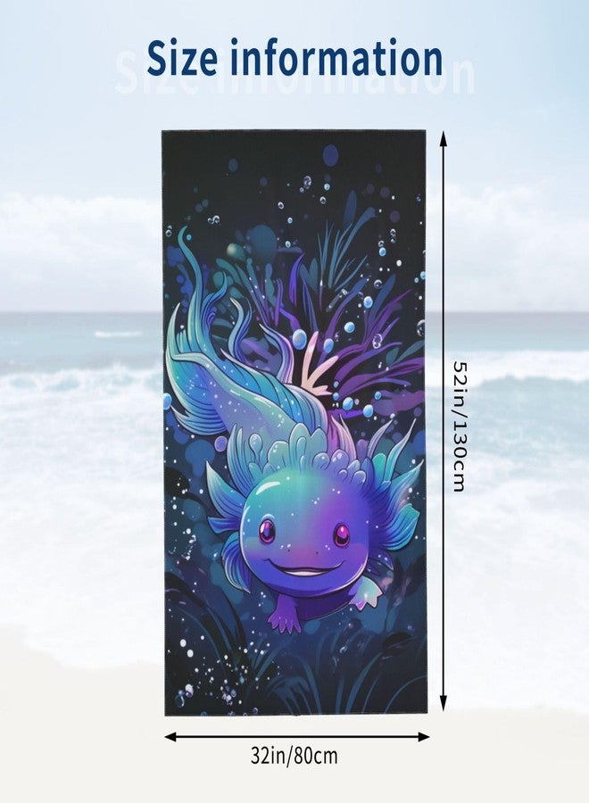 VODRM Colorful Axolotl Beach Towel, 32x52in Microfiber Quick Dry Vibrant Coral Bubble Dark Bath Towels, Soft Lightweight Oversized Sand Free, for Travel Pool Swimming Gym Decor, Gifts - Image 4
