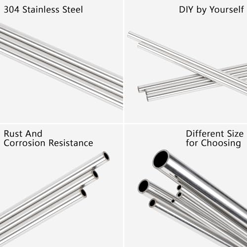 A-KARCK 1/2" OD 304 Stainless Steel Tube, Round Straight Steel Pipe Metal Tubing 10" Length 1mm Wall Thickness 4PCS - Image 3