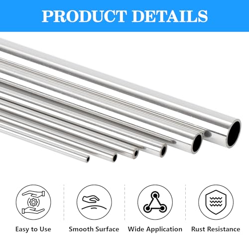 A-KARCK 1/2" OD 304 Stainless Steel Tube, Round Straight Steel Pipe Metal Tubing 10" Length 1mm Wall Thickness 4PCS - Image 4