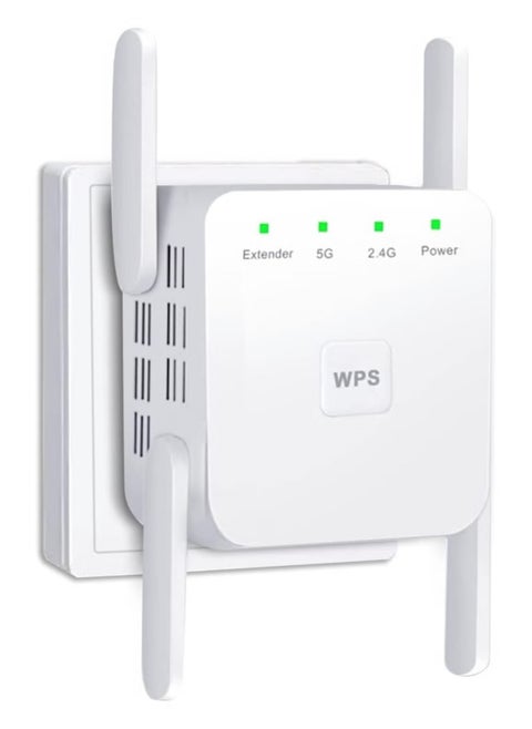 Anmi WiFi Extender 2.4G/5G Dual Band Repeater, Speed 1200Mbps with Ethernet Port White