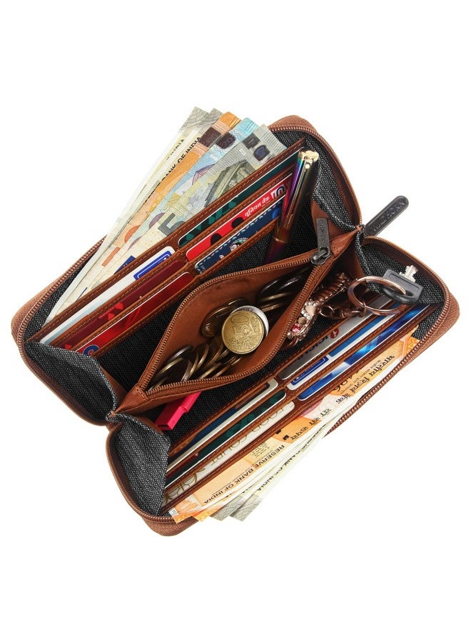 WildHorn Women's Canvas Wallet Clutch - Stylish, Spacious I Zip Around Wallet for Travel, Holds Cards, Phone, Cash I (Grey Melange) - Image 3