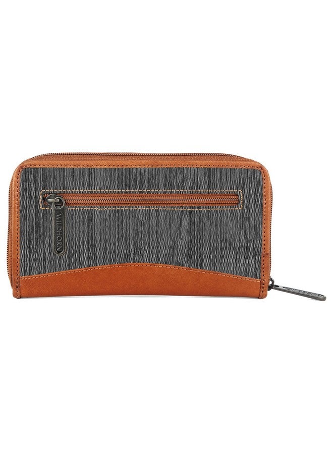 WildHorn Women's Canvas Wallet Clutch - Stylish, Spacious I Zip Around Wallet for Travel, Holds Cards, Phone, Cash I (Grey Melange) - Image 4