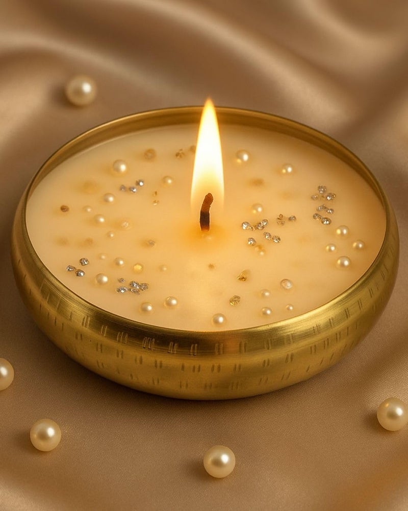 CHRONIKLE Scented Candle Hammered Radiance Urli – Set of 3 (4 Inch, 5 Inch and 6 Inch) | Handcrafted Scented Soy Wax Candle for Home Décor, Pooja, Festive Lighting & Gifting - Image 2