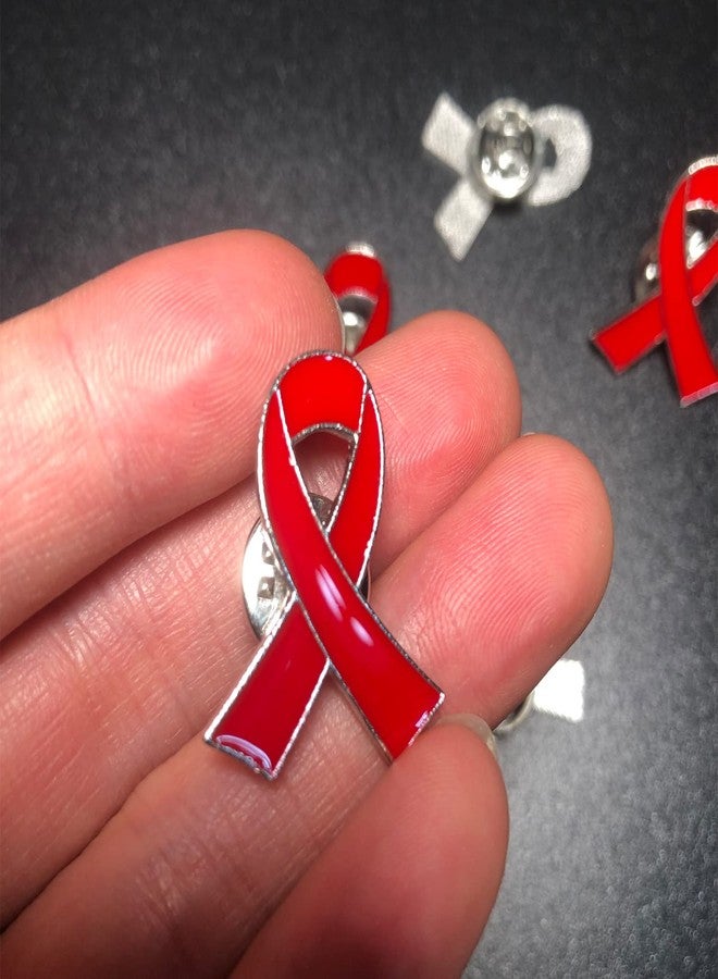 Alodidae 100 Pcs Red Ribbon Pin AIDS Awareness Day Accessories Heart Disease Awareness Lapel Pins - Image 3