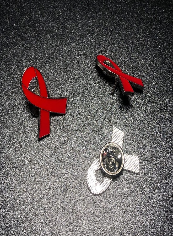 Alodidae 100 Pcs Red Ribbon Pin AIDS Awareness Day Accessories Heart Disease Awareness Lapel Pins - Image 2