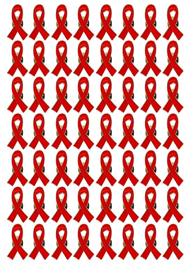 Alodidae 100 Pcs Red Ribbon Pin AIDS Awareness Day Accessories Heart Disease Awareness Lapel Pins - Image 1
