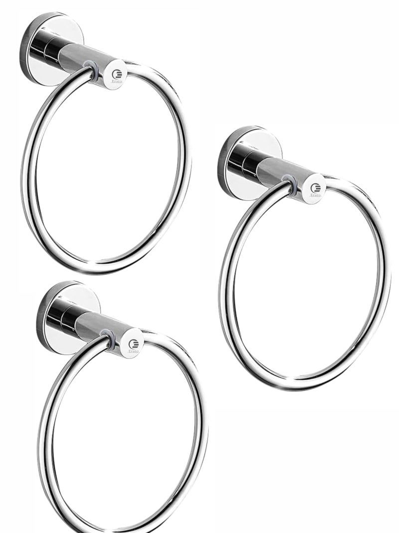ERATO™ Wall Mount Hand Towel Ring Holder for Kitchen Bathroom/Wash Basin Towel Holder Ring (Stainless Steel, Pack of 3) - Image 1