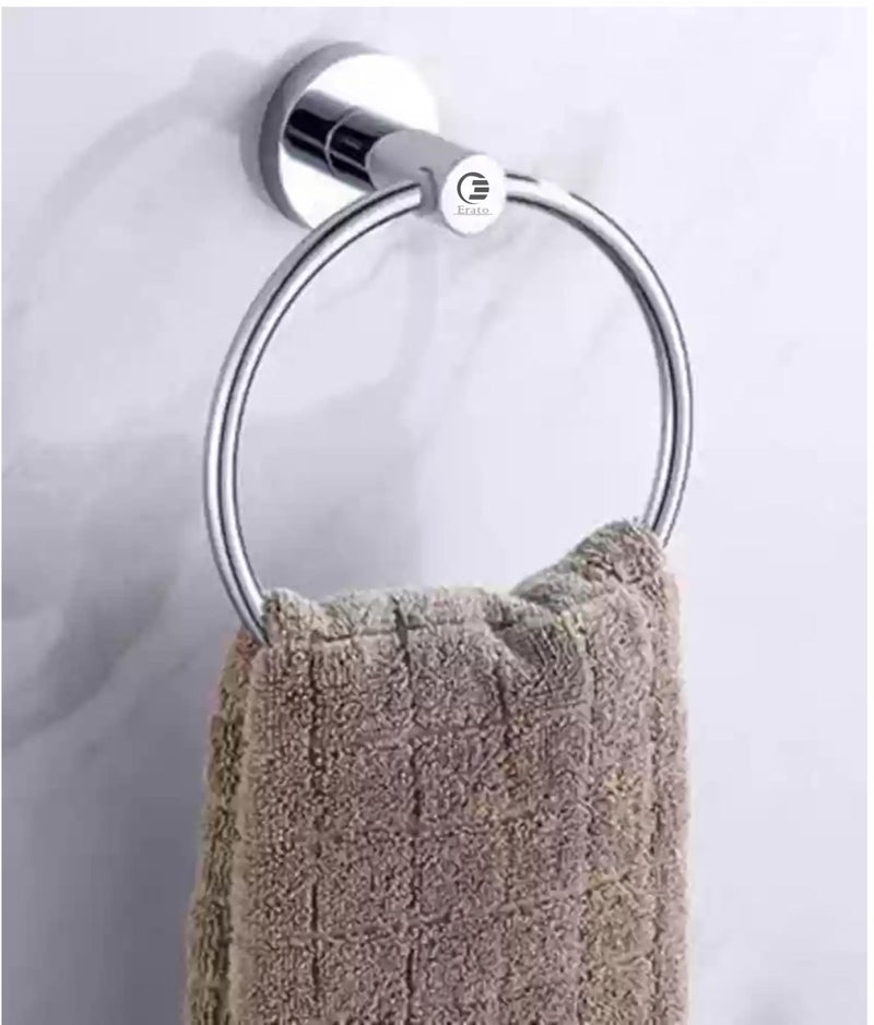 ERATO™ Wall Mount Hand Towel Ring Holder for Kitchen Bathroom/Wash Basin Towel Holder Ring (Stainless Steel, Pack of 3) - Image 5