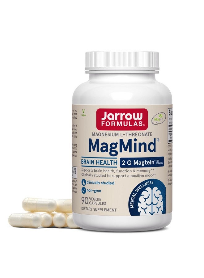 Jarrow Formulas Magnesium L-Threonate, MagMind Magtein Brain Supplements for Memory Support, 90 Veggie Capsules, Up to a 30 Day Supply - Image 1
