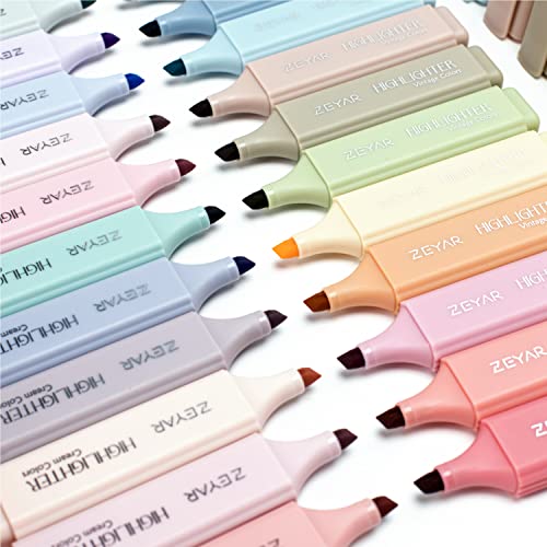 ZEYAR Highlighter Pen, Cream Colors Chisel Tip Markers, Water Based, Quick Dry, No Bleed, for Bible Study Notes School Office (24 Fulls Colors) - Image 5