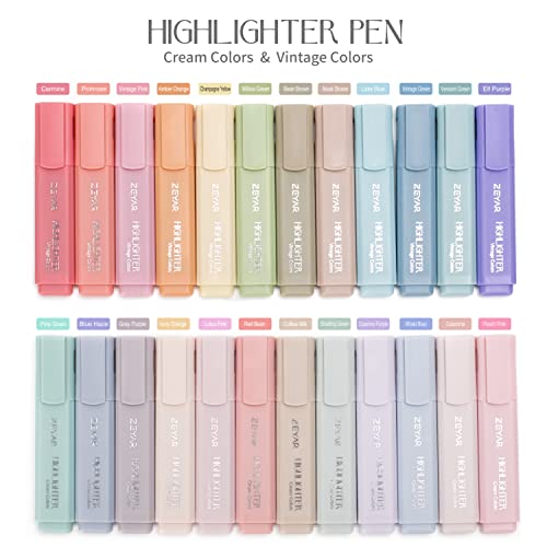 ZEYAR Highlighter Pen, Cream Colors Chisel Tip Markers, Water Based, Quick Dry, No Bleed, for Bible Study Notes School Office (24 Fulls Colors) - Image 2