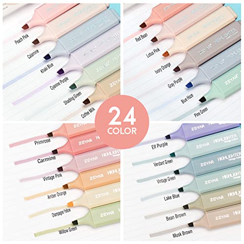 ZEYAR Highlighter Pen, Cream Colors Chisel Tip Markers, Water Based, Quick Dry, No Bleed, for Bible Study Notes School Office (24 Fulls Colors) - Image 4
