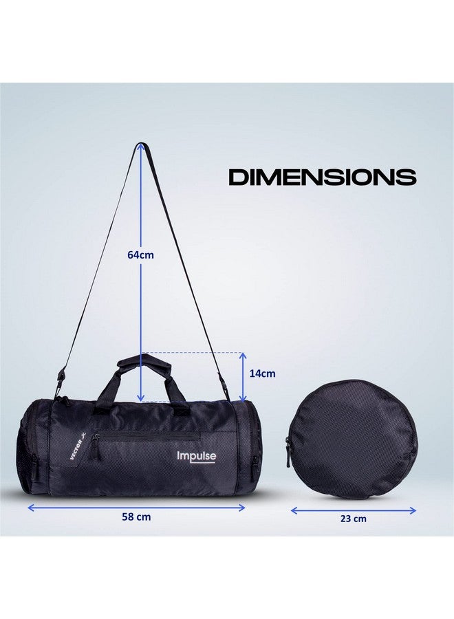 Vector X Gym Duffel 26L Sports Bag for Men and Women Polyester | Large Compartment | Front Utility Pocket | Mesh Side Pocket | Durable Base | Adjustable Shoulder Strap Travel Bag (Impulse, Black) - Image 3