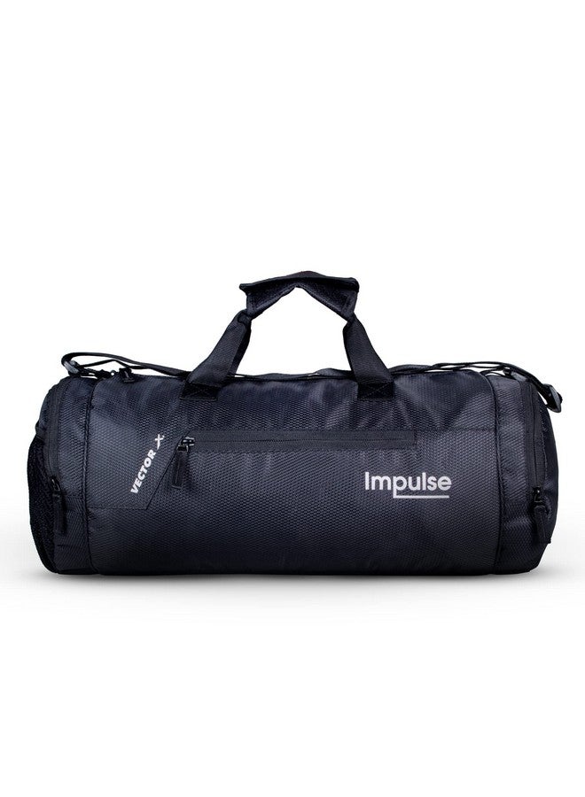 Vector X Gym Duffel 26L Sports Bag for Men and Women Polyester | Large Compartment | Front Utility Pocket | Mesh Side Pocket | Durable Base | Adjustable Shoulder Strap Travel Bag (Impulse, Black) - Image 1