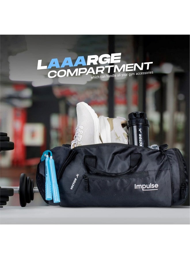 Vector X Gym Duffel 26L Sports Bag for Men and Women Polyester | Large Compartment | Front Utility Pocket | Mesh Side Pocket | Durable Base | Adjustable Shoulder Strap Travel Bag (Impulse, Black) - Image 2