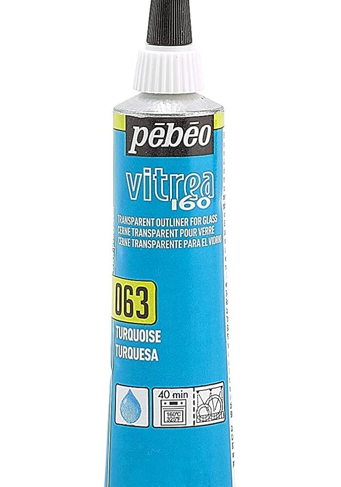 Pebeo Vitrea 160 Glass Paint Outliner - 20 ml Tube in Turquoise - Image 1