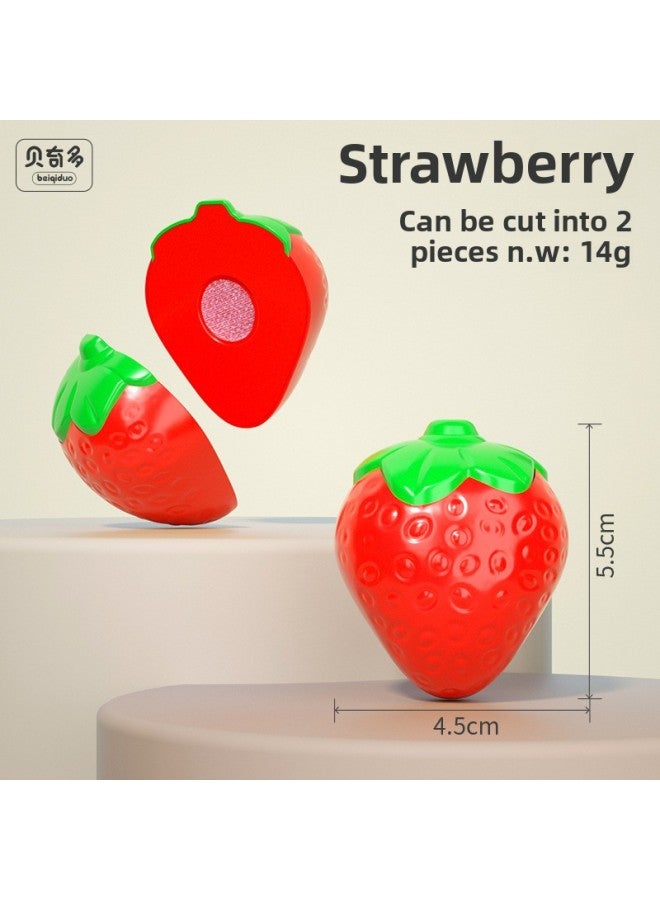 Vegetables In Bulk Cut Fruit Toys Children's Kitchen Cooking Toys Simulation Puzzle Play House Cut Play Toys-Color:Strawberry (thick) - Image 1