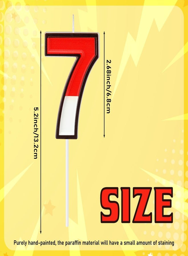 Conelist Cartoon Red and White Birthday Cake Candle Numeral Birthday Cake Topper for Animated Decoration Cartoon Party Supplies(Number 7) - Image 3