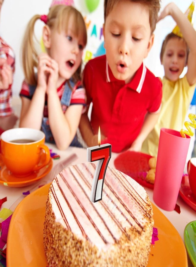 Conelist Cartoon Red and White Birthday Cake Candle Numeral Birthday Cake Topper for Animated Decoration Cartoon Party Supplies(Number 7) - Image 4