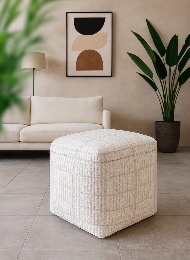LOFT BAKOY,POUF SQUARE,40X40X40CMS,FABRIC,IVORY - Image 1