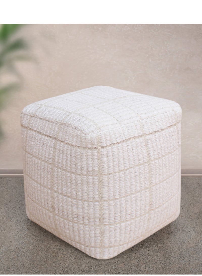 LOFT BAKOY,POUF SQUARE,40X40X40CMS,FABRIC,IVORY - Image 3