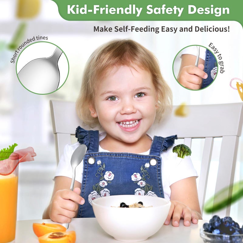 Drkio Stainless Steel Toddler Spoons Set - 6 Pieces Kids Spoons Set Children Safe Food Grade Kids Silverware Small Spoon Metal Toddler Utensils Dishwasher Safe Mirror Polished - Image 3