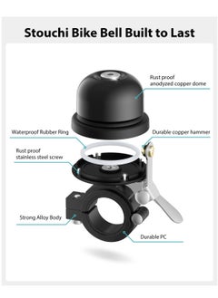 Excefore Bicycle Bell for Apple AirTag, Bike Mount with AirTag GPS Tracker Waterproof Classic Brass Holder Hides Air Tag Under Bike Bell Anti-Theft (Fits 0.87 to 1 Inch Bicycle Handlebars, Black)  - Image 2