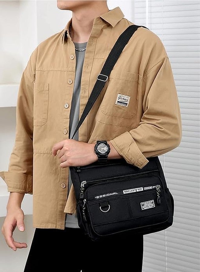 Dhamee Dham exim Travel Casual Messenger Sholder Bag Waterproof Wear-resistant Backpack with Multilayer Pocket Men's Tote Bag Large Capacity Zipper Closure (Black) - Image 3