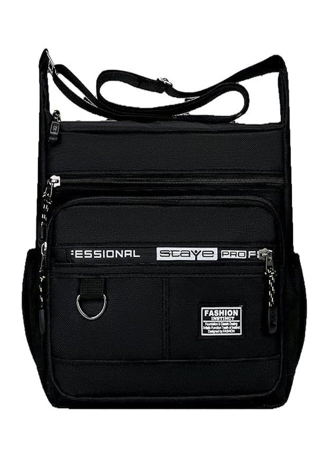 Dhamee Dham exim Travel Casual Messenger Sholder Bag Waterproof Wear-resistant Backpack with Multilayer Pocket Men's Tote Bag Large Capacity Zipper Closure (Black) - Image 1