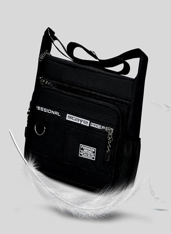 Dhamee Dham exim Travel Casual Messenger Sholder Bag Waterproof Wear-resistant Backpack with Multilayer Pocket Men's Tote Bag Large Capacity Zipper Closure (Black) - Image 4