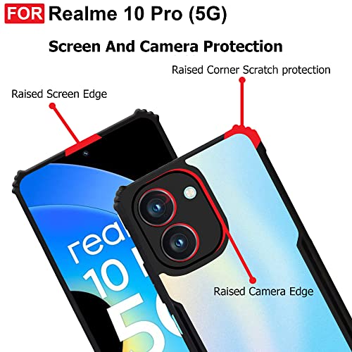 CEDO Backcover for Realme 10 Pro (5G) | Camera Protection Shockproof Bumper-Edge | Acrylic Crystal Clear Transparent Back Cover (Black) - Image 4