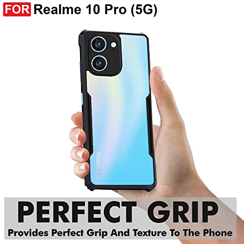CEDO Backcover for Realme 10 Pro (5G) | Camera Protection Shockproof Bumper-Edge | Acrylic Crystal Clear Transparent Back Cover (Black) - Image 2