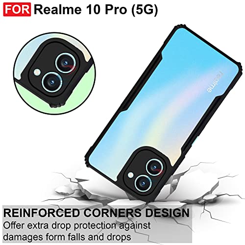 CEDO Backcover for Realme 10 Pro (5G) | Camera Protection Shockproof Bumper-Edge | Acrylic Crystal Clear Transparent Back Cover (Black) - Image 3