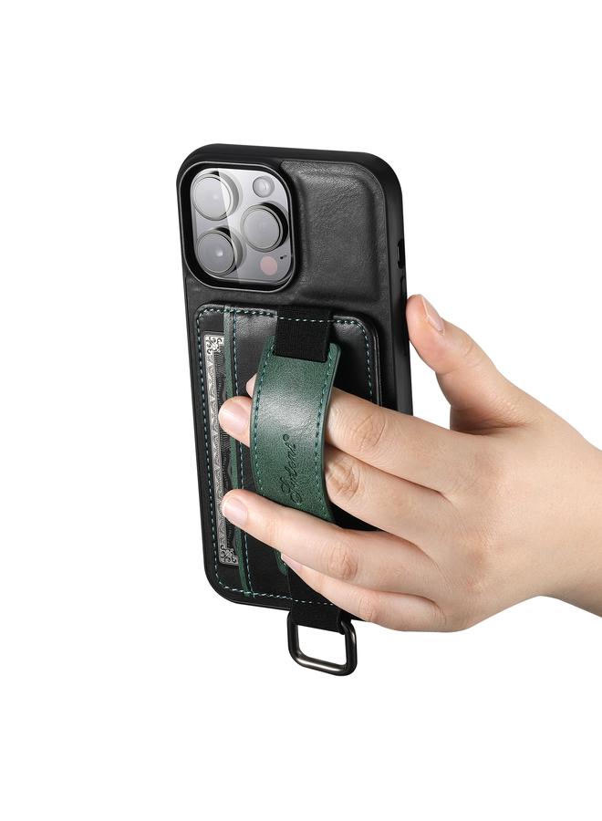 Suteni Case For iPhone 12 / 12 Pro H13 Card Wallet Wrist Strap Holder PU Phone Case - Image 5