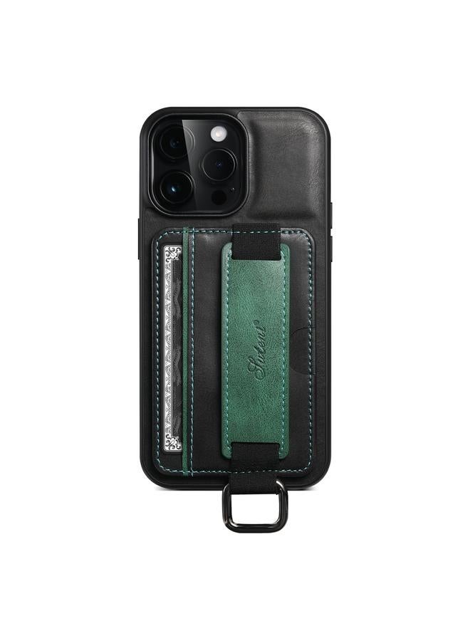 Suteni Case For iPhone 12 / 12 Pro H13 Card Wallet Wrist Strap Holder PU Phone Case - Image 2