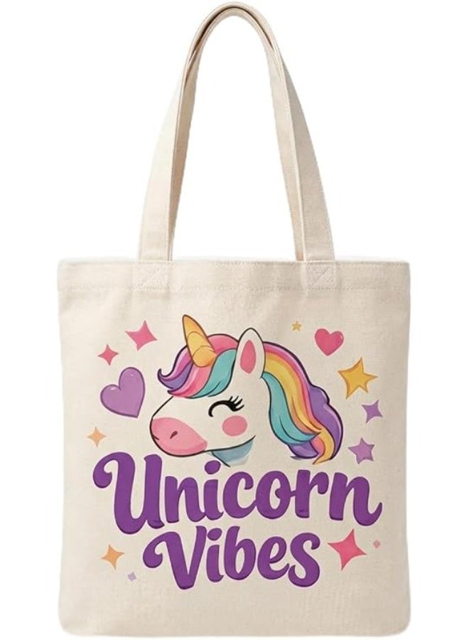 Unicorn Tote Bag, Colorful Unicorn Print Casual Handbag
