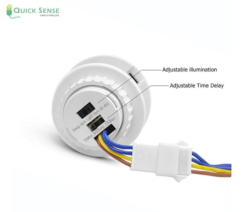 Quick Sense | Mini PIR Motion Sensor Light Switch | Smart Infrared Detector | Adjustable Time Delay | Auto On/Off | 110-220V | Indoor/Outdoor Lighting | Pack of 2 - Image 4