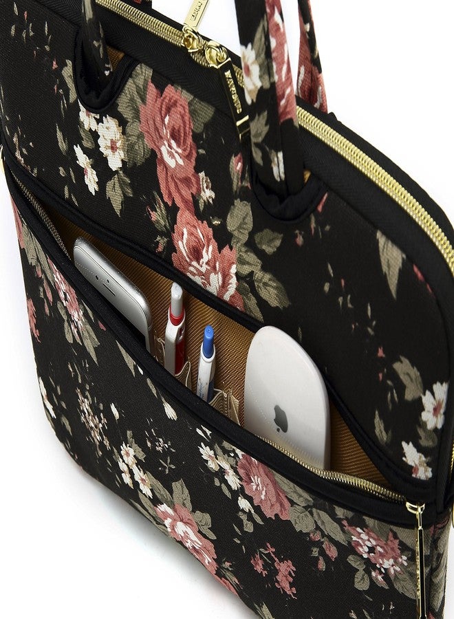 kayond Black C Rose Patten water resistant Laptop Shoulder Messenger Bag Case Sleeve for 15 Inch 15.6 Inch Laptop,Laptop Briefcase - Image 2