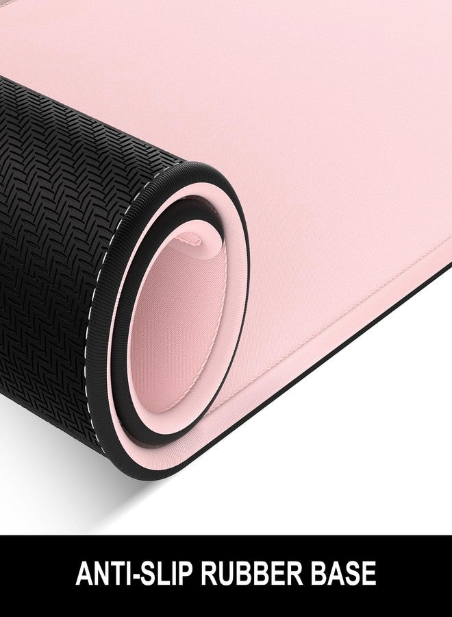 Hsurbtra Desk Pad, 32" x 16" Premium-Textured Desk Mat, Stitched Edge Anti-Slip Waterproof Rubber Mouse Pad, L Extended Computer Mat for Office Gaming Laptop Keyboard Pink - Image 4
