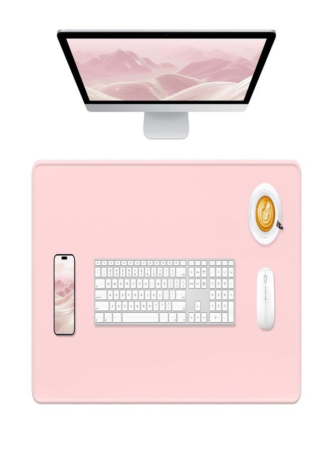 Hsurbtra Desk Pad, 32" x 16" Premium-Textured Desk Mat, Stitched Edge Anti-Slip Waterproof Rubber Mouse Pad, L Extended Computer Mat for Office Gaming Laptop Keyboard Pink - Image 1