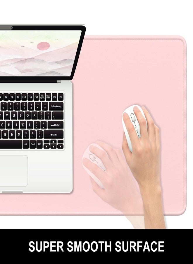 Hsurbtra Desk Pad, 32" x 16" Premium-Textured Desk Mat, Stitched Edge Anti-Slip Waterproof Rubber Mouse Pad, L Extended Computer Mat for Office Gaming Laptop Keyboard Pink - Image 3