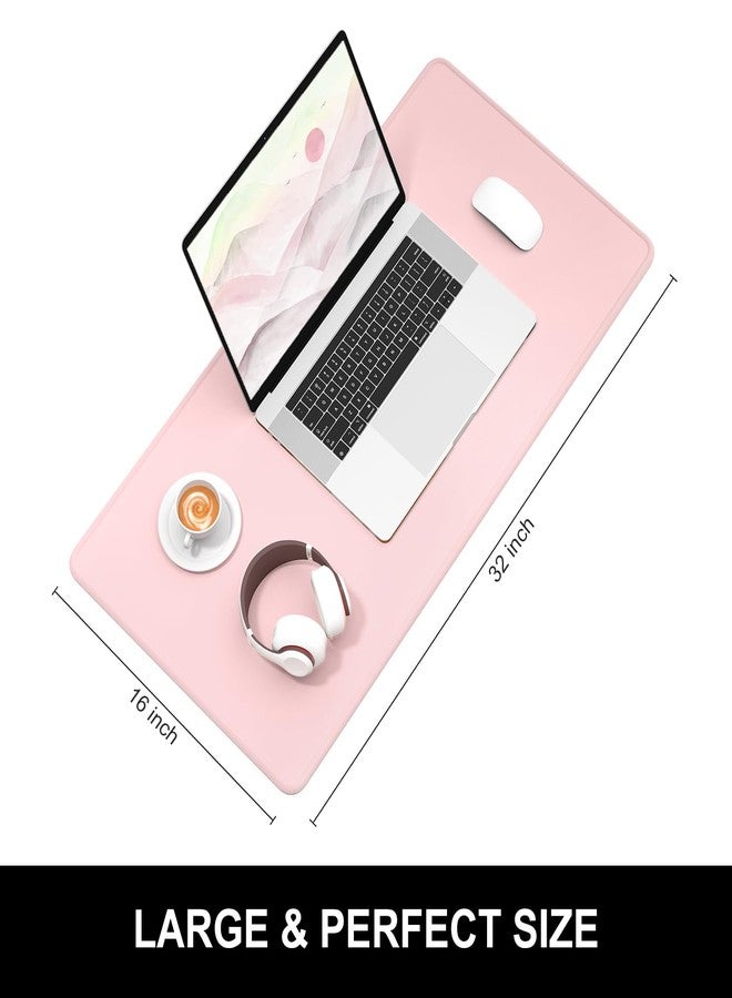 Hsurbtra Desk Pad, 32" x 16" Premium-Textured Desk Mat, Stitched Edge Anti-Slip Waterproof Rubber Mouse Pad, L Extended Computer Mat for Office Gaming Laptop Keyboard Pink - Image 2