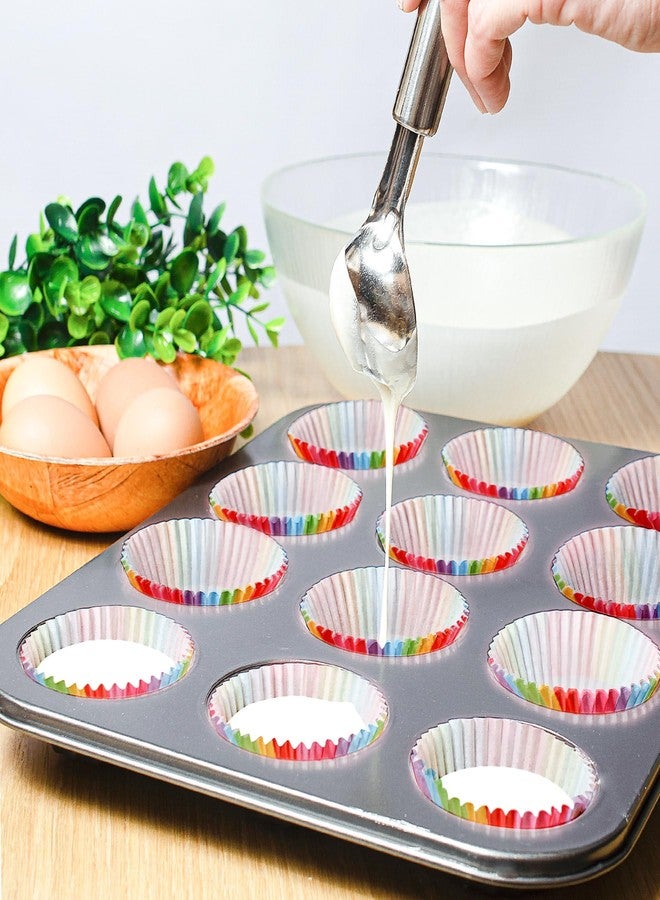 TRUSBER Rainbow Cupcake Liners, 100 Pieces Greaseproof Paper Muffin Wrappers Nonstick Muffin Molds Baking Cup Holders for Wedding, Birthday, Baby Shower or Holiday Party - Image 5